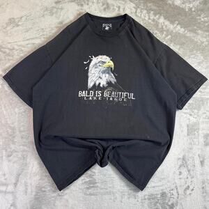 “Bald Is Beautiful” Eagle Graphic T Shirt Lake Tahoe Black TouristTee Mens Large
